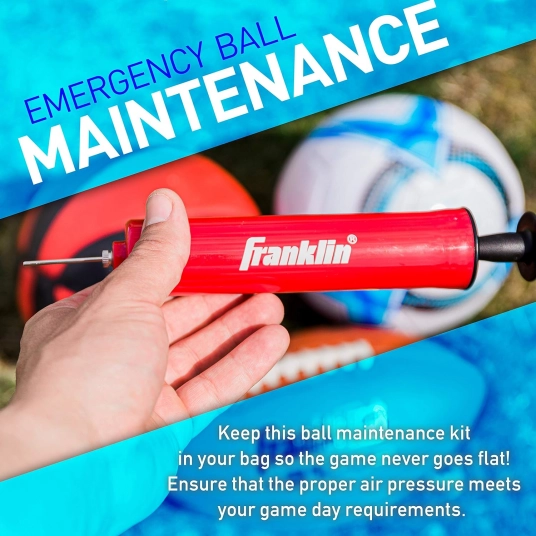 Franklin Sports Ball Pump Kit -7.4″ – Perfect for Basketballs, Soccer Balls and More – Complete Hand Pump Kit with Needles, Flex