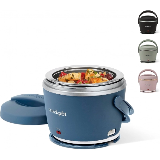 Crock-Pot Electric Lunch Box, Portable Food Warmer for On-the-Go, 20-Ounce, Faded Blue
