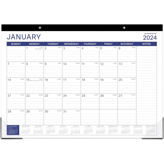 2024 Desk Calendar – Desk Calendar 2024, January 2024 – December 2024, 17″ x 12″, 12 Monthly Desk/Wall Calendar 2-in-1, Thick Pa