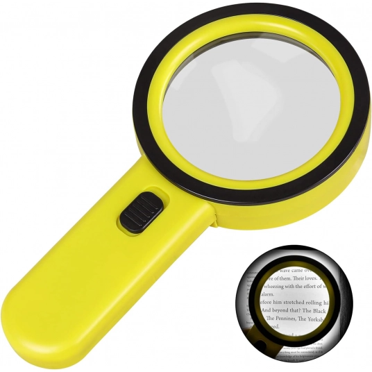 AIXPI Magnifying Glass with Light, 30X Handheld Large Magnifying Glass 12 LED Illuminated Lighted Magnifier for Macular Degenera