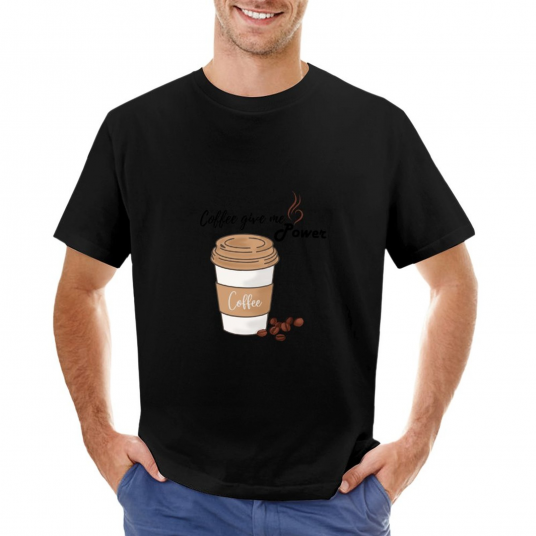 Coffee give me Power T-Shirt quick-drying t-shirt animal print shirt for boys Men's clothing