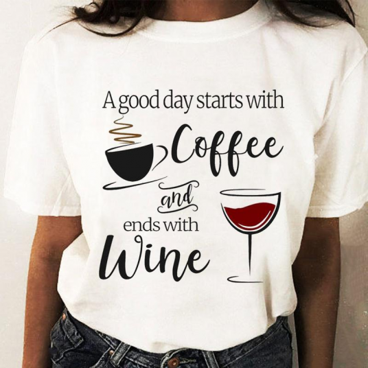 Coffee Wine Love Trend Graphic T Top Print T-shirts