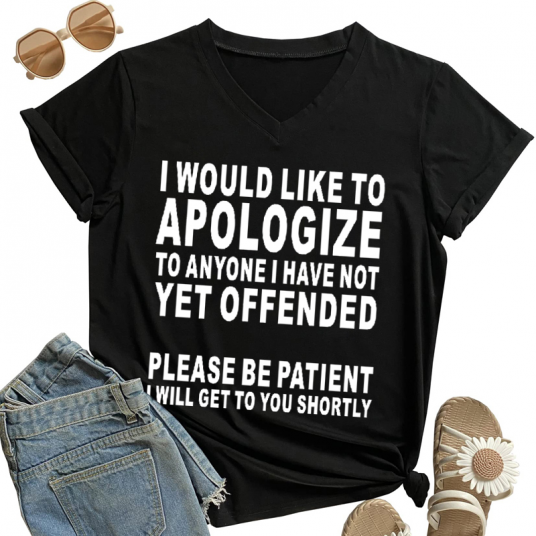 V Neck T-shirt - I Would Like To Apologize