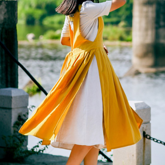 Long Cotton Barista Apron Pinafore