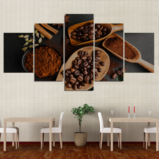 5 Panels Nordic Grind Coffee Bean Posters Hall And Prints