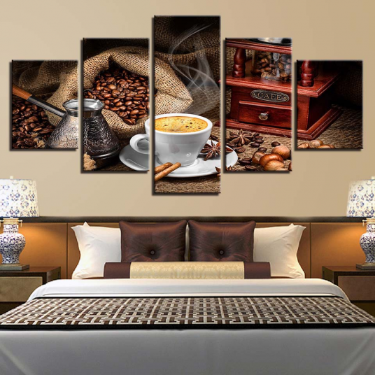 Canvas Wall Art Pictures - 5 Pieces Coffee Themed