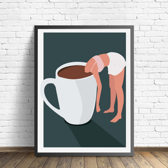 Nordic Coffee Cups Coffee Lover Kitchen Posters