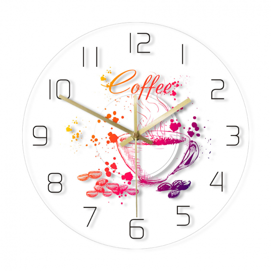 Coffee House Themed Modern Wall Clock