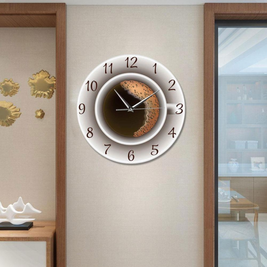 Coffee Cup Theme Wall Clock - Cafe Decor