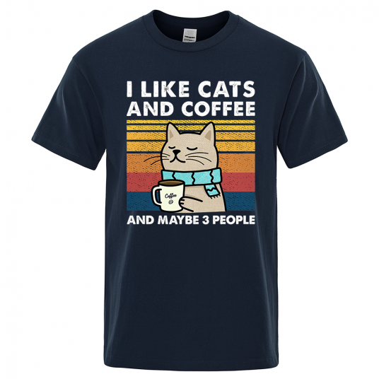 I Like Cats And Coffee T-Shirt For Men