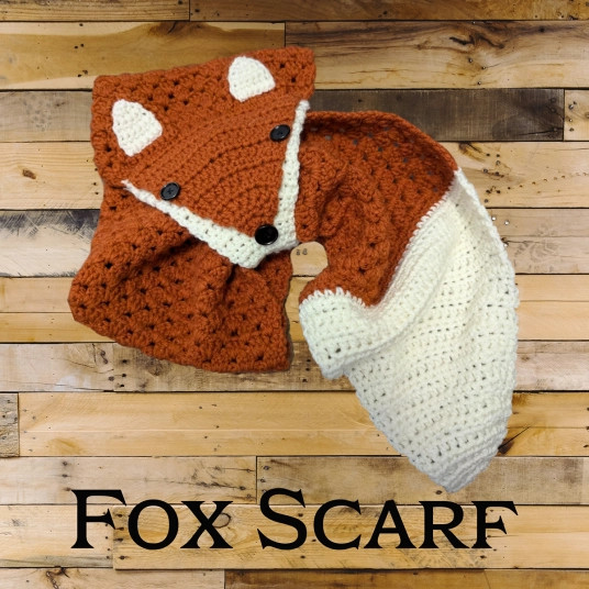 Handmade Fox-Themed Crochet Keyhole Scarf for Kids and Adults