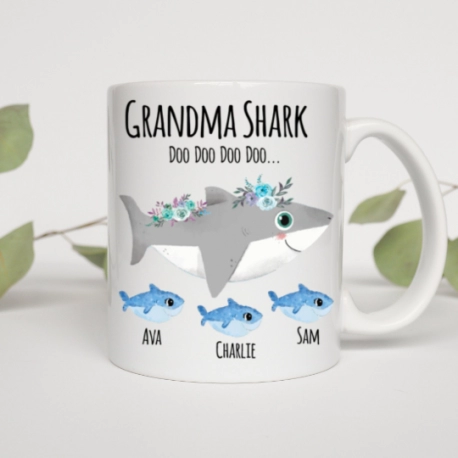 Customized Coffee Mug, Grandma Shark Coffee Mug