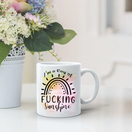 I'm A Ray Of Fucking Sunshine Watercolor Printed Background Coffee Mug