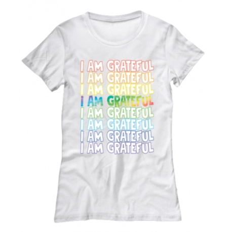 I Am Grateful Rainbow Womens Tee