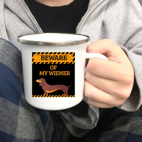 Beware of My Wiener Enamel Mug
