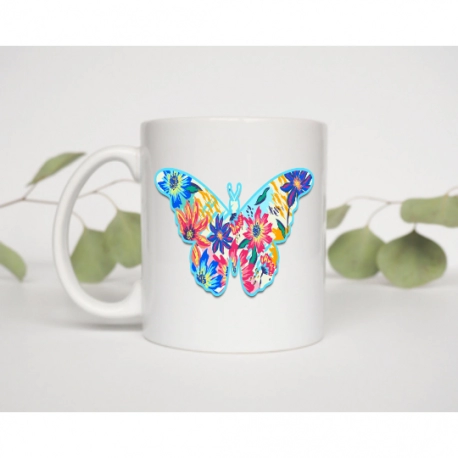 Colorful Floral Butterfly Mug