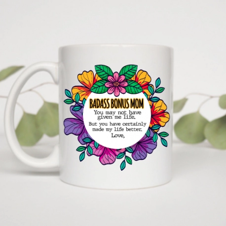Stepmom Mothers Day Gift, Badass Bonus Mom Mug