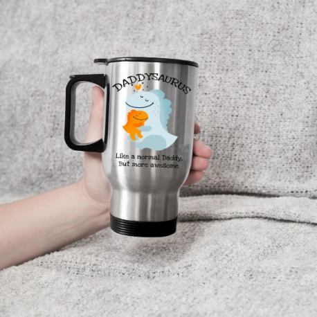 Personalized Dad Travel Mug, Daddysaurus, Like A Normal Daddy But More Awesome Travel Mug