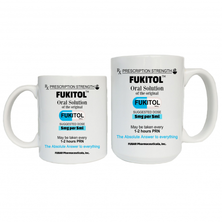Fukitol Oral Solution Pill Bottle Coffee Mug