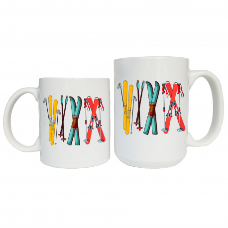 Colorful Skis and Poles Coffee Mug