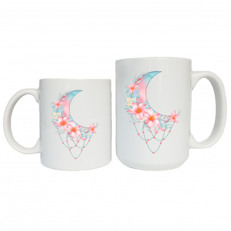 Floral Crescent Moon Coffee Mug