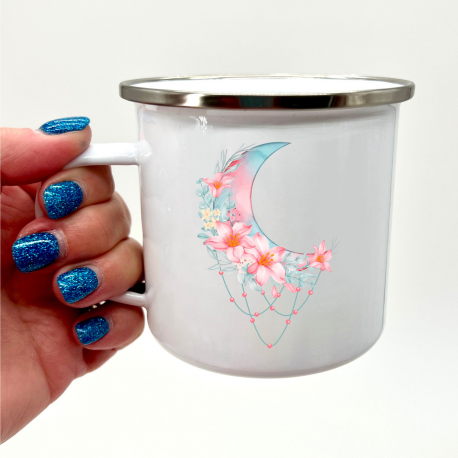 Floral Crescent Moon Camper Mug
