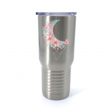 Floral Crescent Moon Insulated Stainless Steel Tumbler