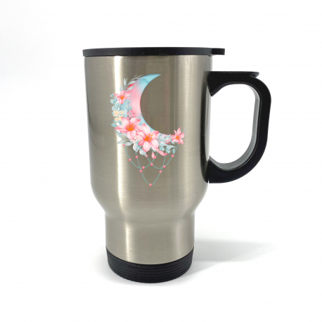 Floral Crescent Moon Travel Mug