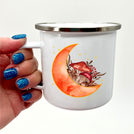 Crescent Moon Mushroom Camper Mug