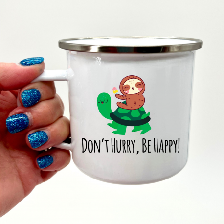 Dont Hurry Be Happy Sloth Turtle Camper Mug