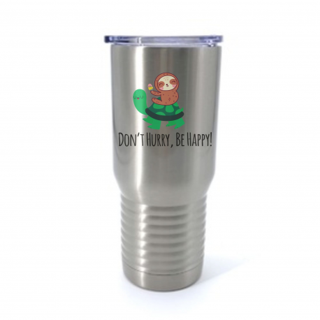 Dont Hurry Be Happy Sloth Turtle Insulated Stainless Steel Tumbler