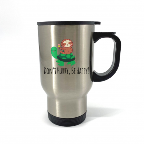 Dont Hurry Be Happy Sloth Turtle Travel Mug
