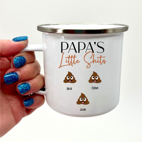 Personalized Papas Little Shits Camper Mug