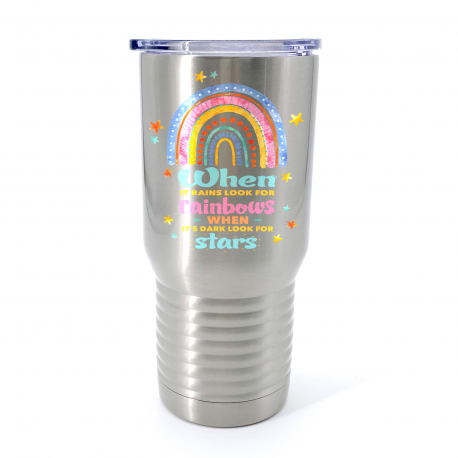 When It Rains Look For Rainbows Insulated Stainless Steel Tumbler