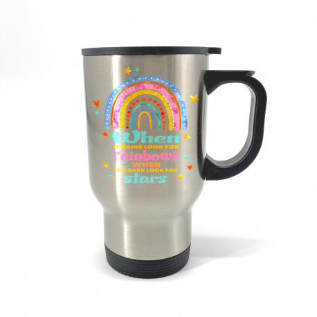 When It Rains Look For Rainbows Travel Mug