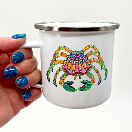 Multicolored Tribal Crab Ceramic Mug