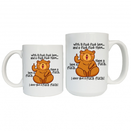 Bear Middle Finger, With A Fuck Fuck Here Coffee Mug