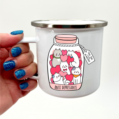 Cat Anti-Depressants Camper Mug