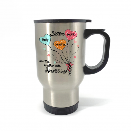 Sisters Are Tied Together With Heartstring Travel Mug