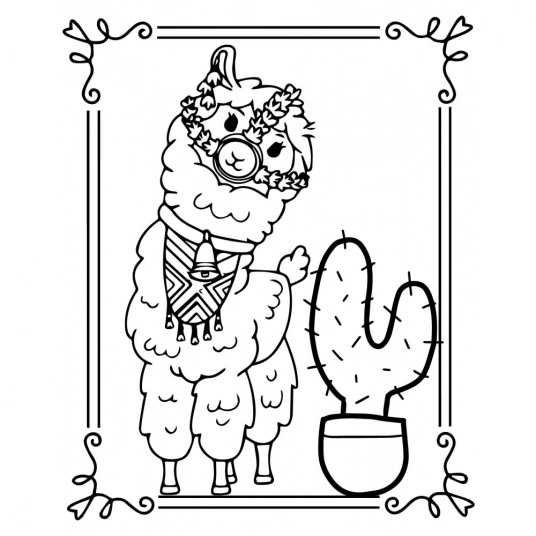 Llama Colouring Pages for Kids Vol- 4