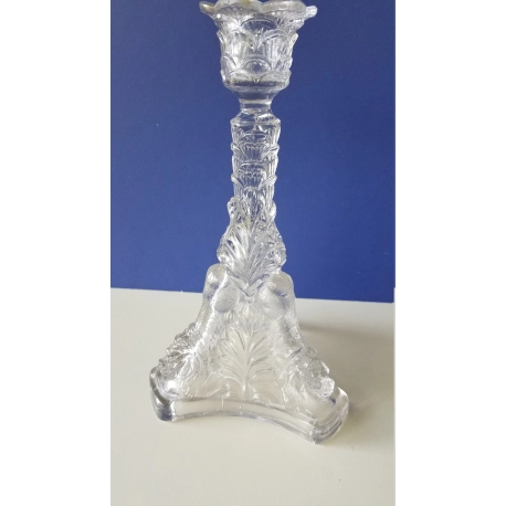 Victorian Glass Lion Candlestick