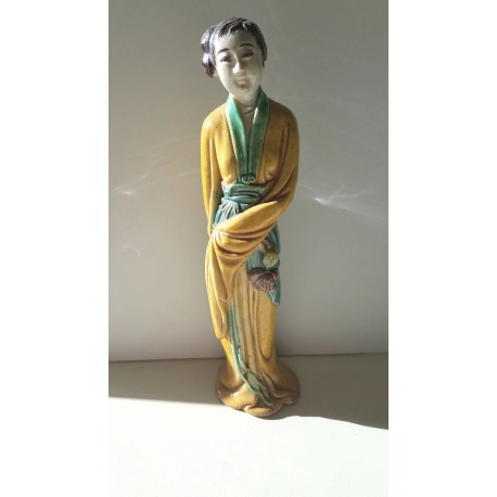 Chinese Sancai Glaze pottery Statue of lady 19c