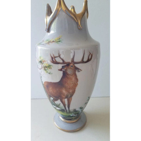 Bohemian Opaline Nature Decorated Vase