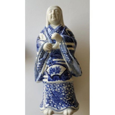 Blue and white Statue of Uba. Arita porcelain
