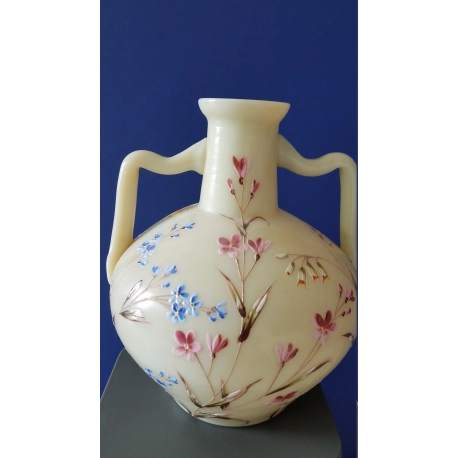 Thomas Webb Custard Vase With Hand Enameled Decorations