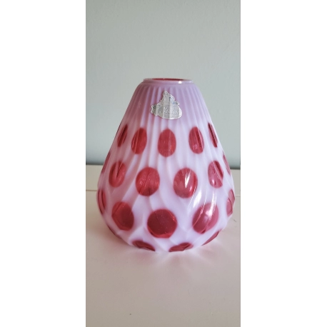 Fenton Cranberry Opalescent Ivy Vase 1950s