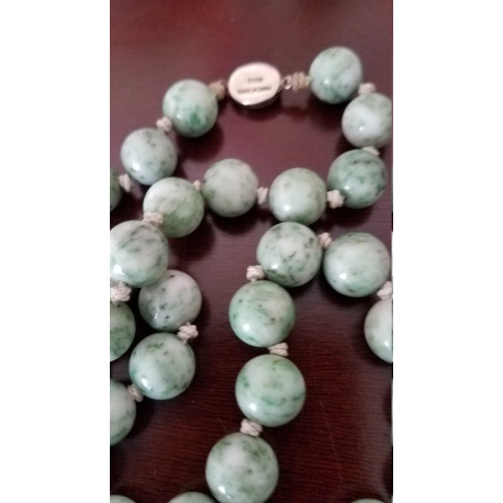13mm Moss in Snow Jade Necklace