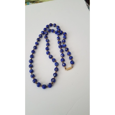 Millifiore Glass Necklace Blue