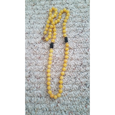 Yellow Jade Necklace with Pink Overtone