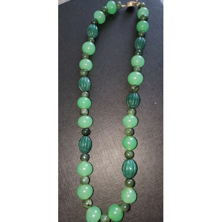 Old Peking glass beads With Melon Shape Jade Beads
